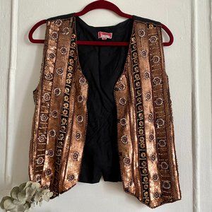 Copper sequined and beaded waistcoat